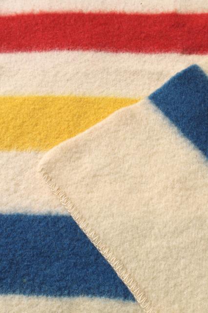 photo of Golden Dawn Hudson's Bay stripe blanket, unused vintage wool camp blanket #4