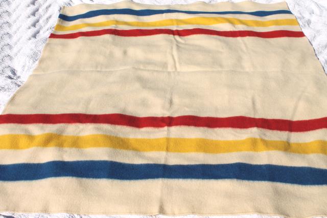 photo of Golden Dawn Hudson's Bay stripe blanket, unused vintage wool camp blanket #7