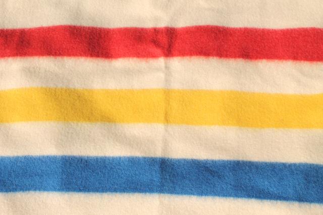 photo of Golden Dawn Hudson's Bay stripe blanket, unused vintage wool camp blanket #8