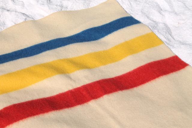 photo of Golden Dawn Hudson's Bay stripe blanket, unused vintage wool camp blanket #9