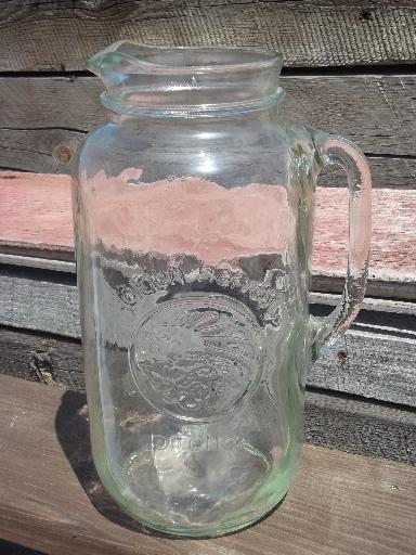 photo of Golden Harvest vintage mason jar glass pitcher for lemonade, iced tea #1