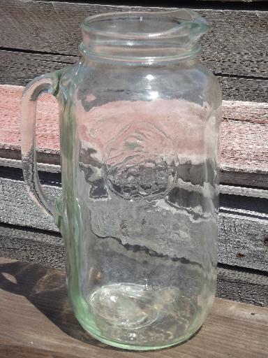 photo of Golden Harvest vintage mason jar glass pitcher for lemonade, iced tea #3