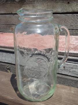 catalog photo of Golden Harvest vintage mason jar glass pitcher for lemonade, iced tea