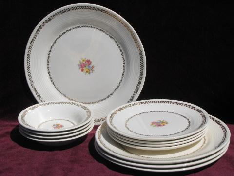 photo of Golden Princess vintage American Limoges china dishes, floral w/laurel #1