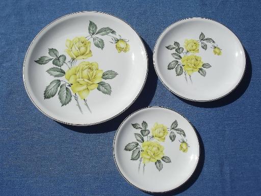 photo of Golden Scepter yellow rose floral Paden City china dinnerware for 12 #4