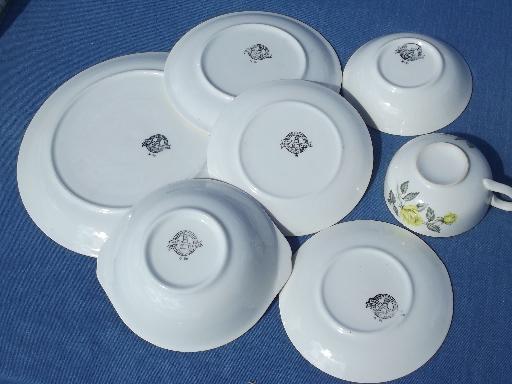 photo of Golden Scepter yellow rose floral Paden City china dinnerware for 12 #5