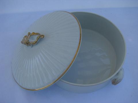 photo of Golden Sea Shell, seashell pattern covered casserole baking dish, Sheffield #2