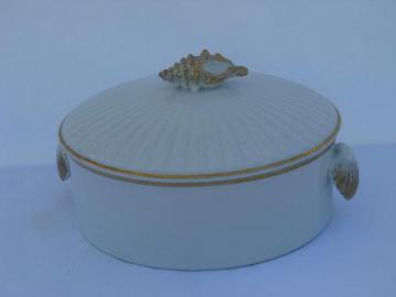 catalog photo of Golden Sea Shell, seashell pattern covered casserole baking dish, Sheffield