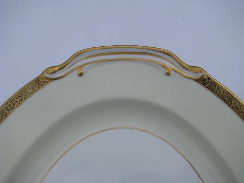 photo of Goldkin Noritake china, huge turkey platter, gold band white porcelain #2