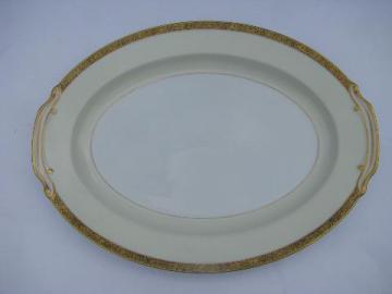 catalog photo of Goldkin Noritake china, huge turkey platter, gold band white porcelain