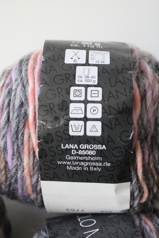 photo of Gomitolo Merino Lana Grossa 100% wool yarn, three balls gray lavender pink color 013 discontinued  #4