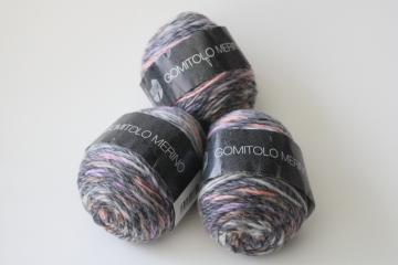 catalog photo of Gomitolo Merino Lana Grossa 100% wool yarn, three balls gray lavender pink color 013 discontinued 