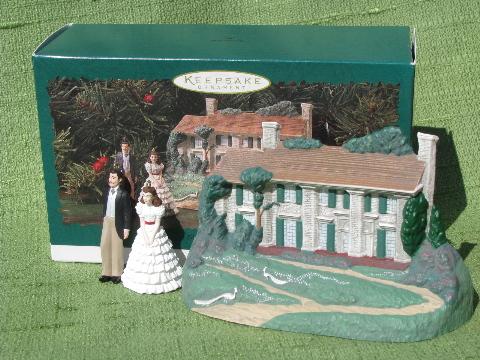 photo of Gone With The Wind Tara, Scarlett, Rhett set Hallmark ornaments #1