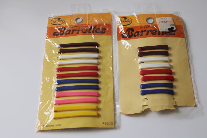 photo of Goody Stay Tight barrettes in packages vintage 1975, long & short sizes #1