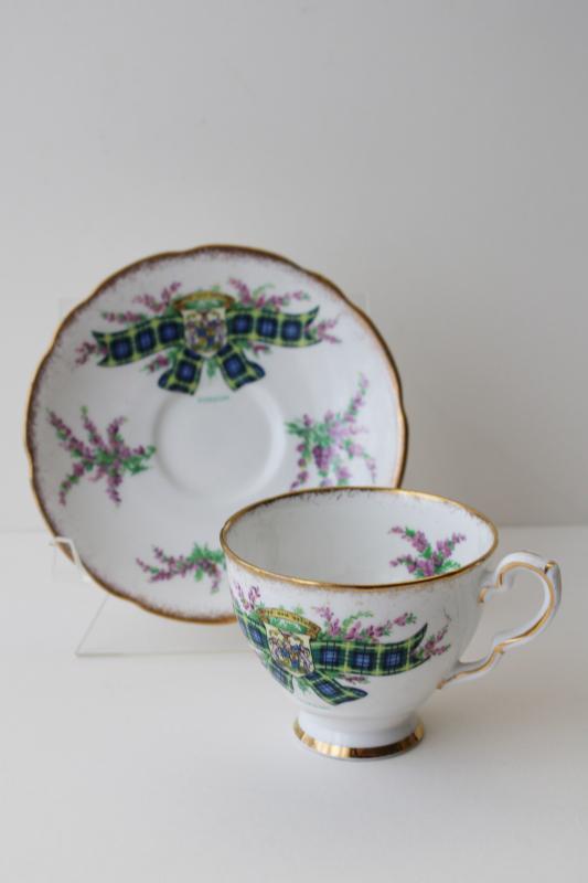 photo of Gordon Scots clan tartan series tea cup & saucer, vintage Royal Stafford England china #1