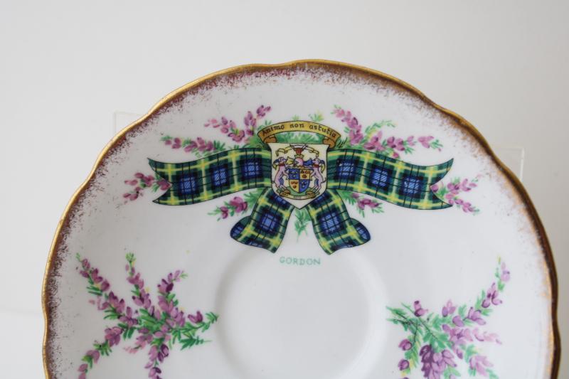 photo of Gordon Scots clan tartan series tea cup & saucer, vintage Royal Stafford England china #2