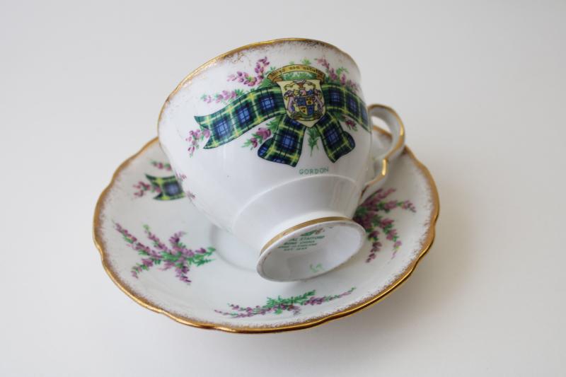 photo of Gordon Scots clan tartan series tea cup & saucer, vintage Royal Stafford England china #4