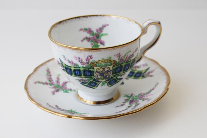 photo of Gordon Scots clan tartan series tea cup & saucer, vintage Royal Stafford England china #7