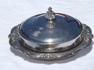 catalog photo of Gorham Strasbourg silver plate round covered butter dish dome and plate