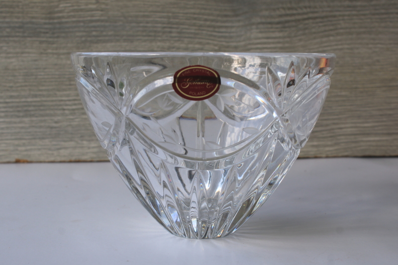 photo of Gorham label fine crystal bowl or candy dish Victoria's Garden pattern, made in Poland  #1