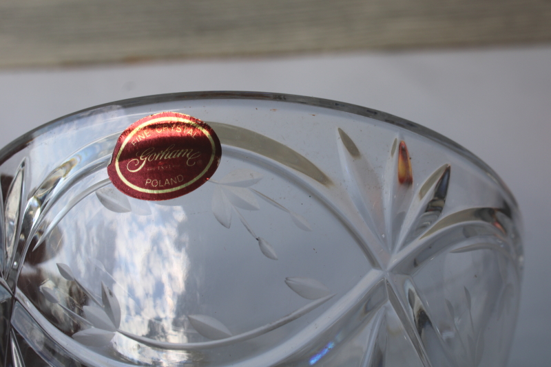 photo of Gorham label fine crystal bowl or candy dish Victoria's Garden pattern, made in Poland #4