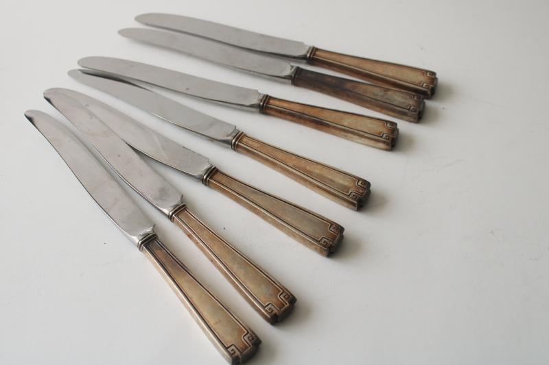 photo of Gorham sterling silver Etruscan pattern vintage 1913, lot dinner forks & knives #2