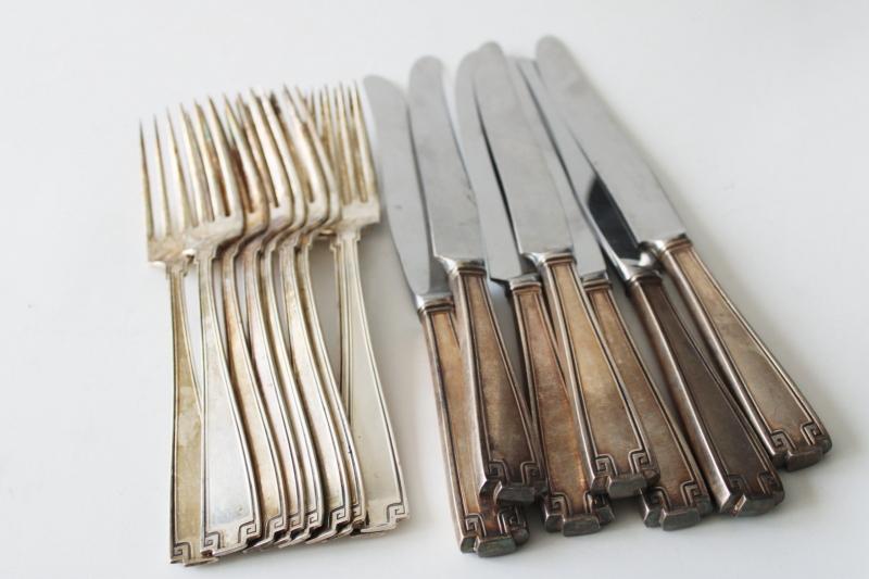 photo of Gorham sterling silver Etruscan pattern vintage 1913, lot dinner forks & knives #5