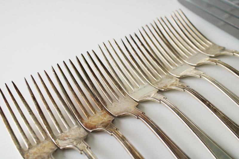 photo of Gorham sterling silver Etruscan pattern vintage 1913, lot dinner forks & knives #8