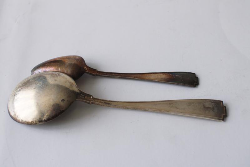 photo of Gorham sterling silver Etruscan pattern vintage 1913, round bowl serving spoon, teaspoon #2