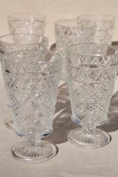 catalog photo of Gothic pattern glass peanut butter glasses, 50s vintage Hazel Atlas footed tumblers