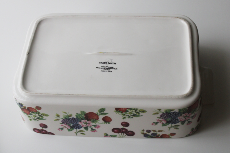 photo of Grace's Pantry covered casserole 3 in 1 dish, cherries & berries print cottage kitchen  #4