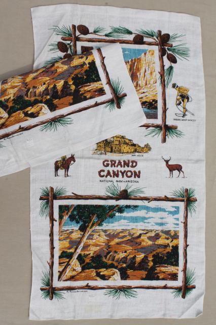 photo of Grand Canyon souvenir tea towels, vintage print linen towel curtains for cabin or camper #2
