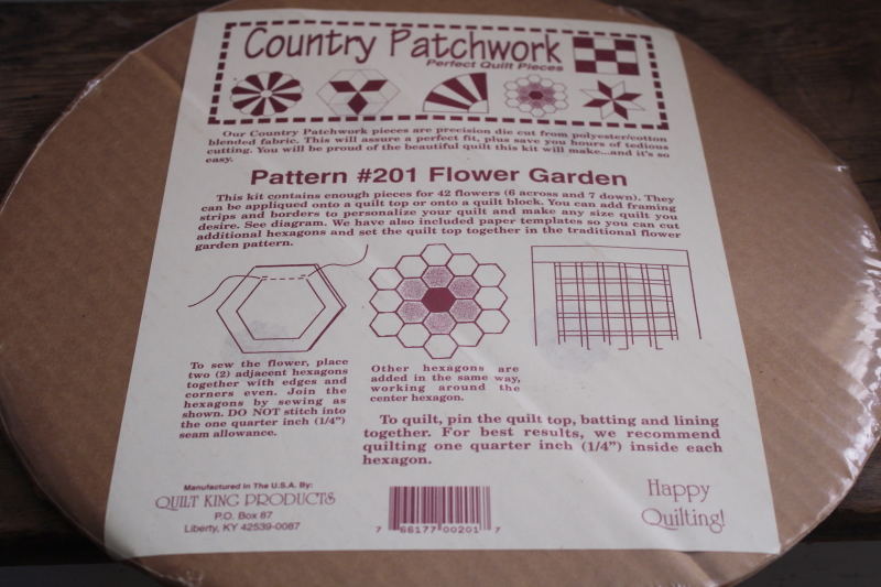 photo of Grandmas flower garden quilt top kit, pre-cut hexies for patchwork blocks w/ instructions #3