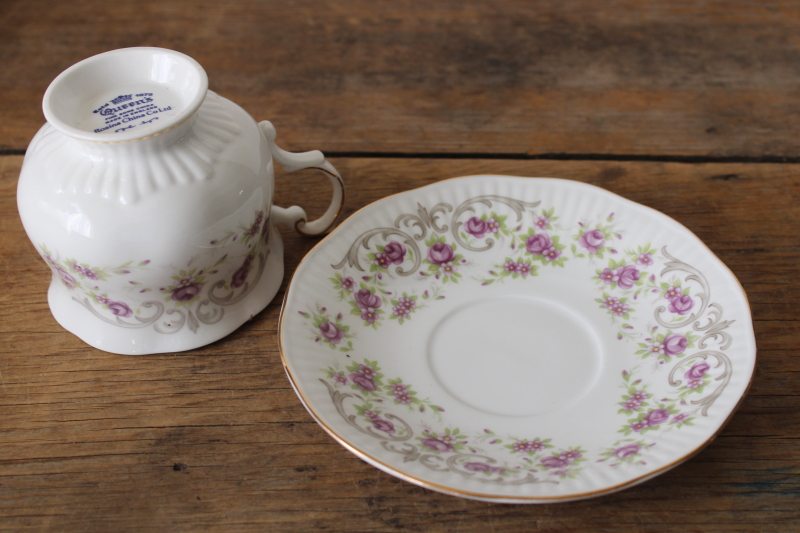photo of Grandmother vintage tea cup & saucer Rosina Queen's fine bone china tiny lavender flowers w/ gold  #3