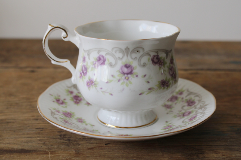 photo of Grandmother vintage tea cup & saucer Rosina Queen's fine bone china tiny lavender flowers w/ gold  #5