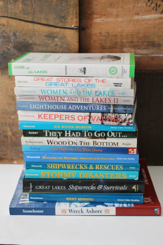 photo of Great Lakes stories of lighthouses, ships and shipwrecks, sailing true adventure, small press books lot  #1