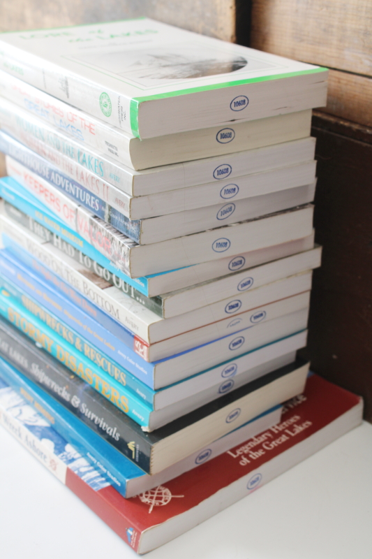 photo of Great Lakes stories of lighthouses, ships and shipwrecks, sailing true adventure, small press books lot  #3