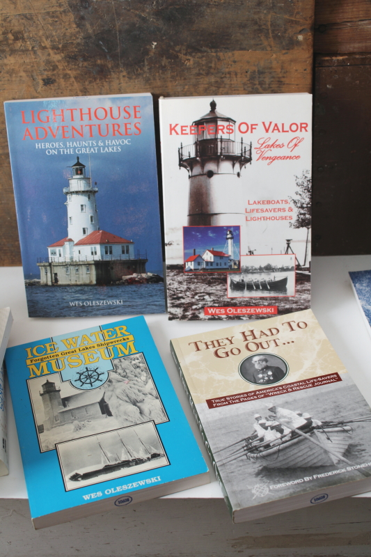 photo of Great Lakes stories of lighthouses, ships and shipwrecks, sailing true adventure, small press books lot  #7