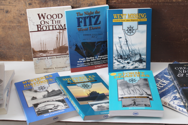 photo of Great Lakes stories of lighthouses, ships and shipwrecks, sailing true adventure, small press books lot  #9