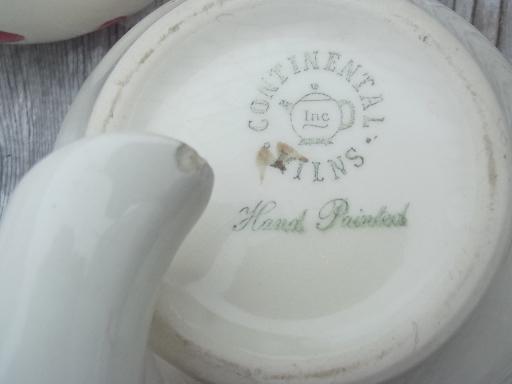 photo of Green Arbor Continental Kilns vintage pottery tea pot cream sugar jam set #4
