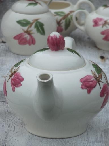 photo of Green Arbor Continental Kilns vintage pottery tea pot cream sugar jam set #7
