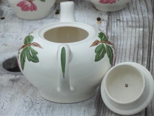 photo of Green Arbor Continental Kilns vintage pottery tea pot cream sugar jam set #9