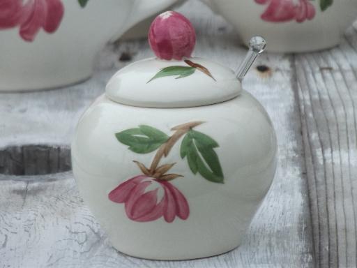 photo of Green Arbor Continental Kilns vintage pottery tea pot cream sugar jam set #10
