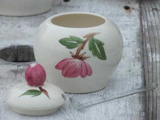 photo of Green Arbor Continental Kilns vintage pottery tea pot cream sugar jam set #11