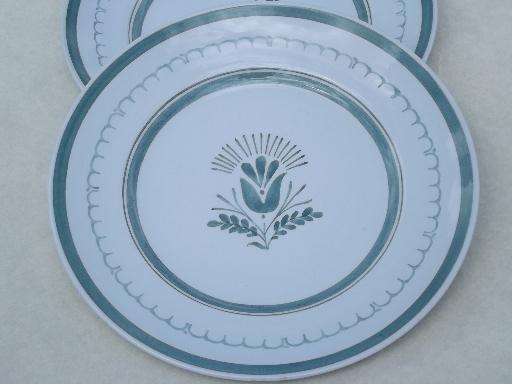 photo of Green Thistle pattern vintage Arabia of Finland dinner plates  #5