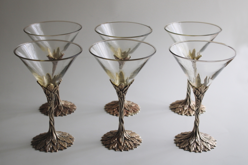 photo of Grey Goose Vodka pewter stem martini cocktail glasses set of 6  #1