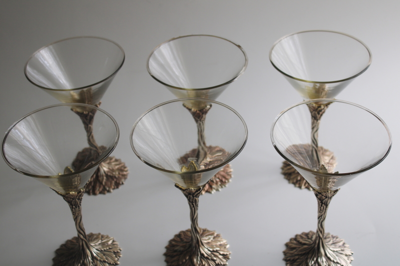 photo of Grey Goose Vodka pewter stem martini cocktail glasses set of 6  #2