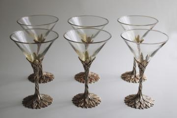 catalog photo of Grey Goose Vodka pewter stem martini cocktail glasses set of 6 