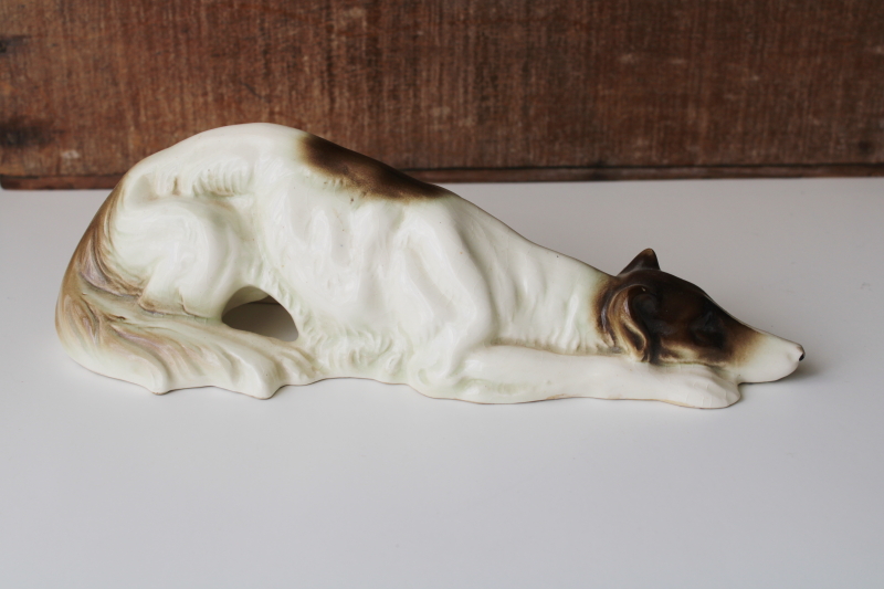 photo of Greyhound or whippet, 1920s 30s vintage large ceramic dog figurine marked Germany #1