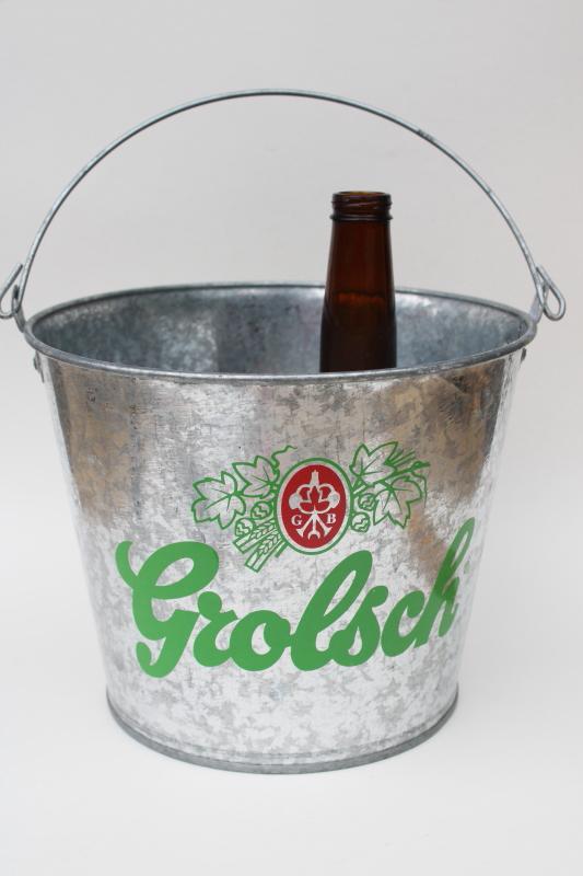 photo of Grolsch lager beer advertising, metal chiller ice bucket vintage barware #2